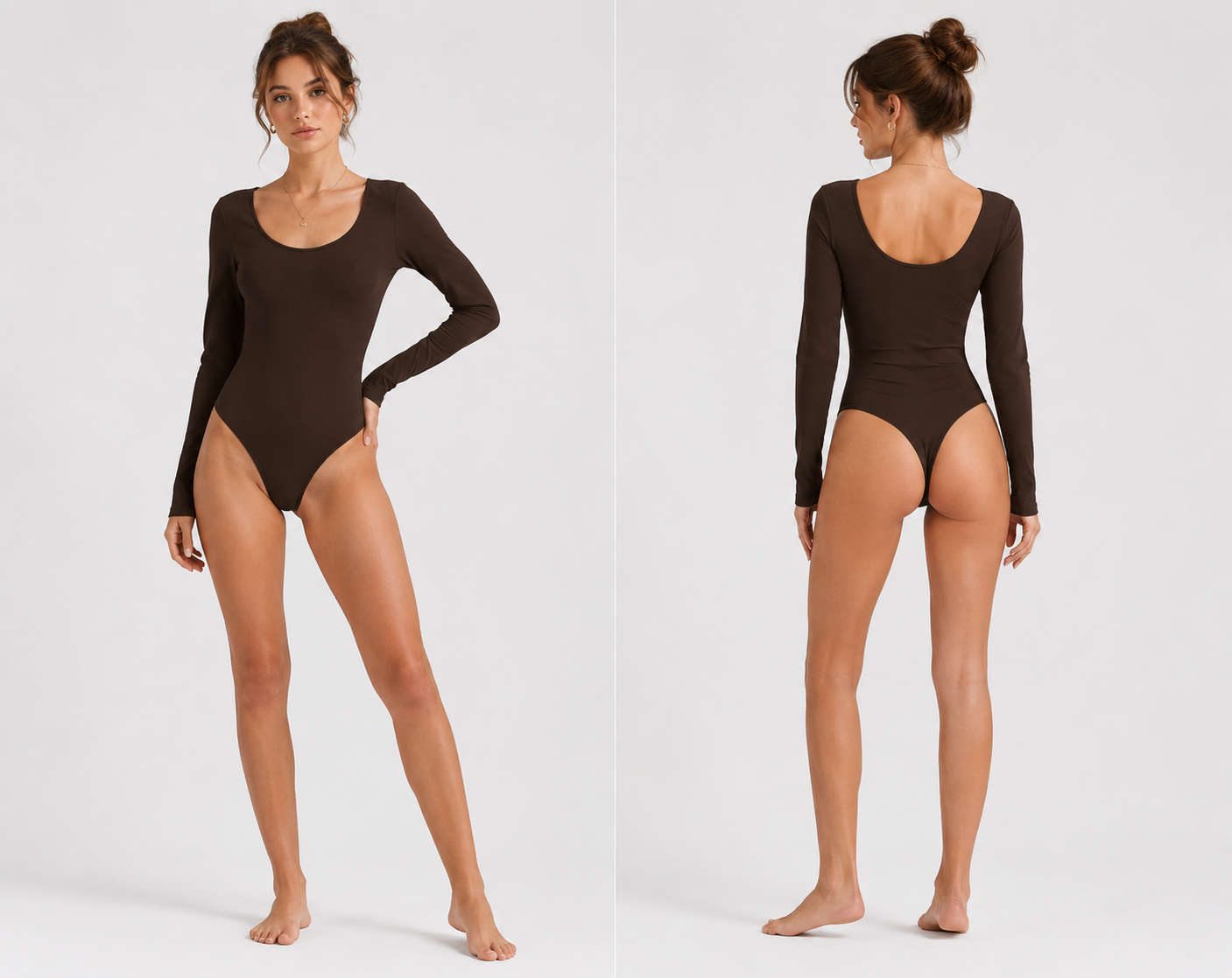 Fitted Deep‑Neck Top