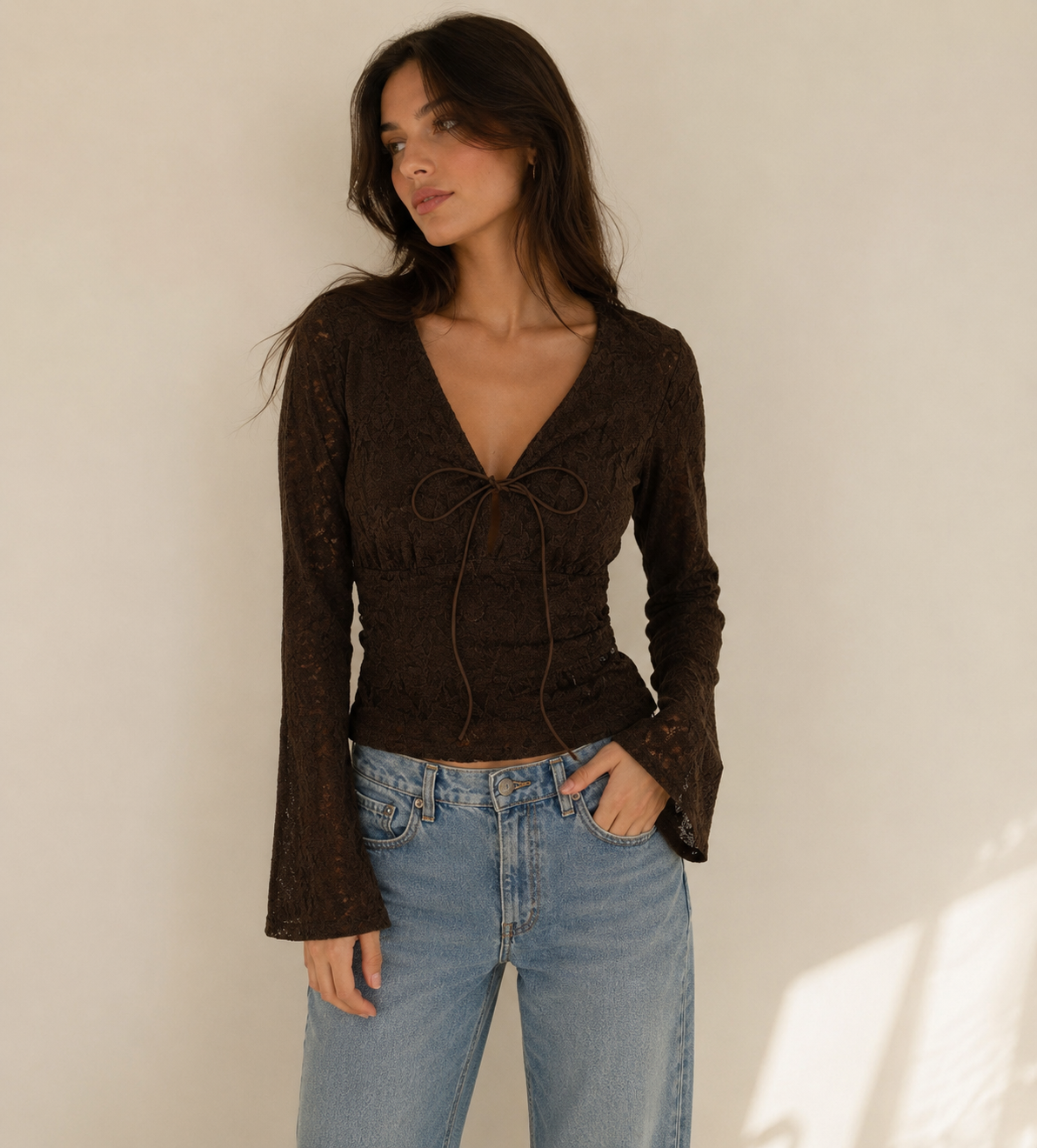 Lace Tie-Front Top