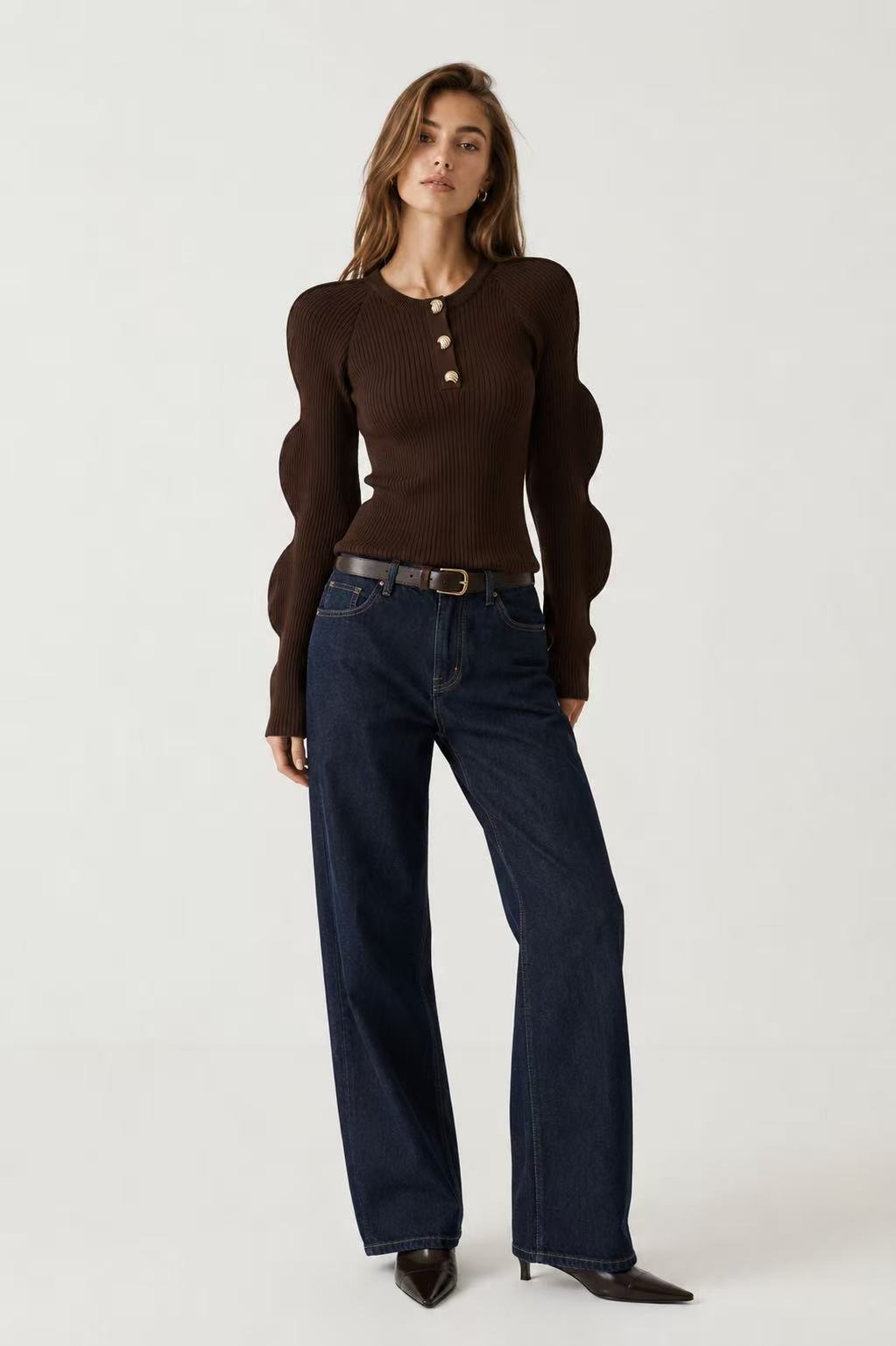 Fitted Button-Front Top
