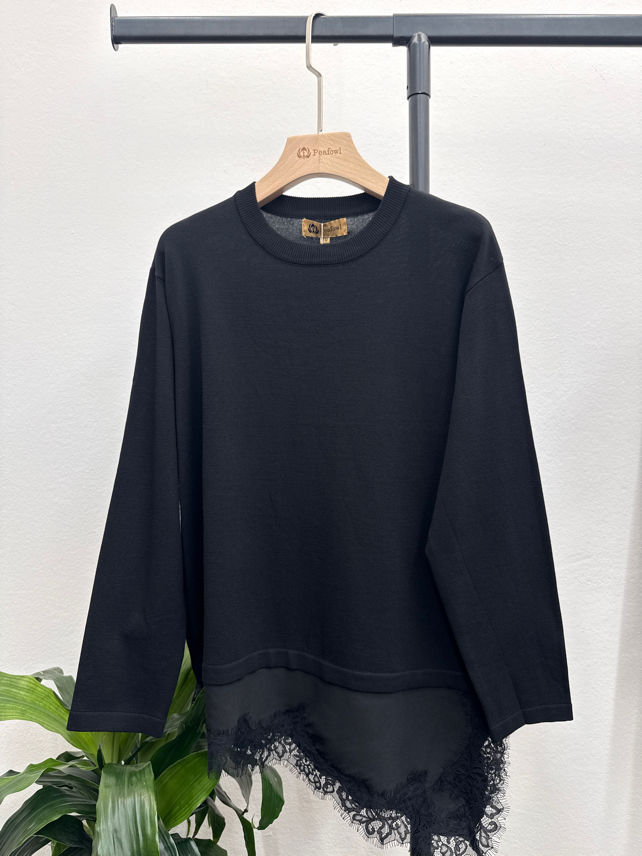Longline Lace-Trim Top