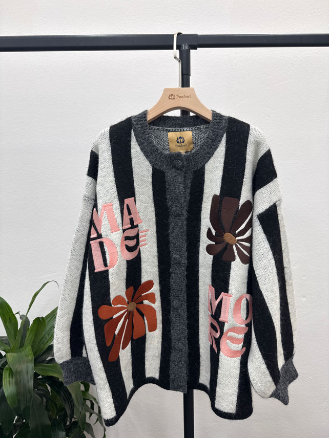 Oversized Striped Cardigan