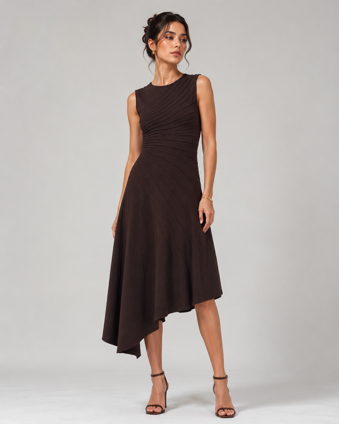 Fitted Midi Pleated Dress