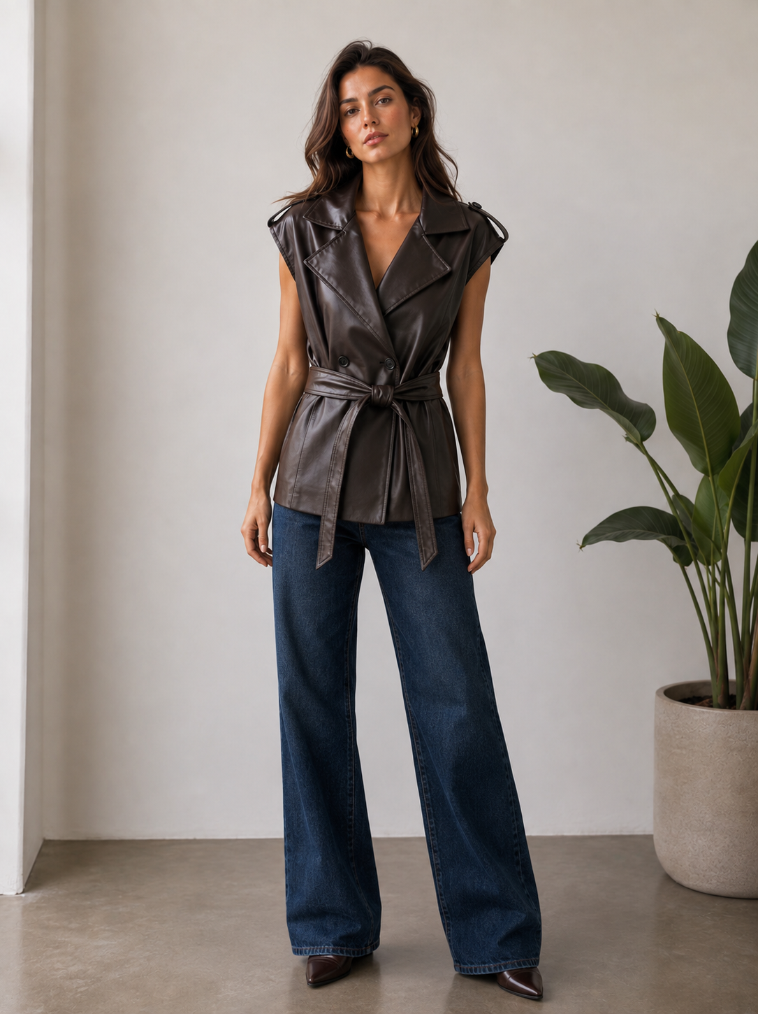 Trench-Style Belted Vest