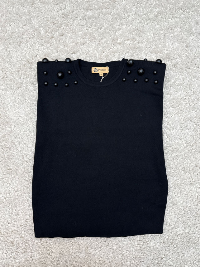 Fitted Stud-Shoulder Top