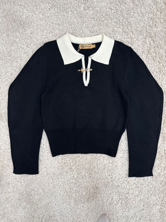 Fitted Polo Sweater