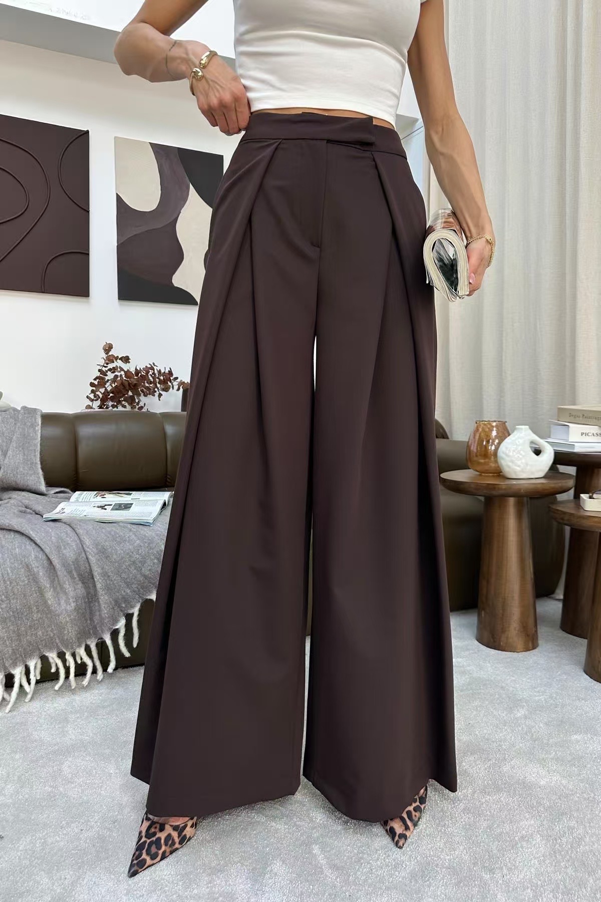 Pleated Palazzo Trousers