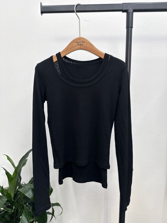 Fitted Top with Layered Neckline