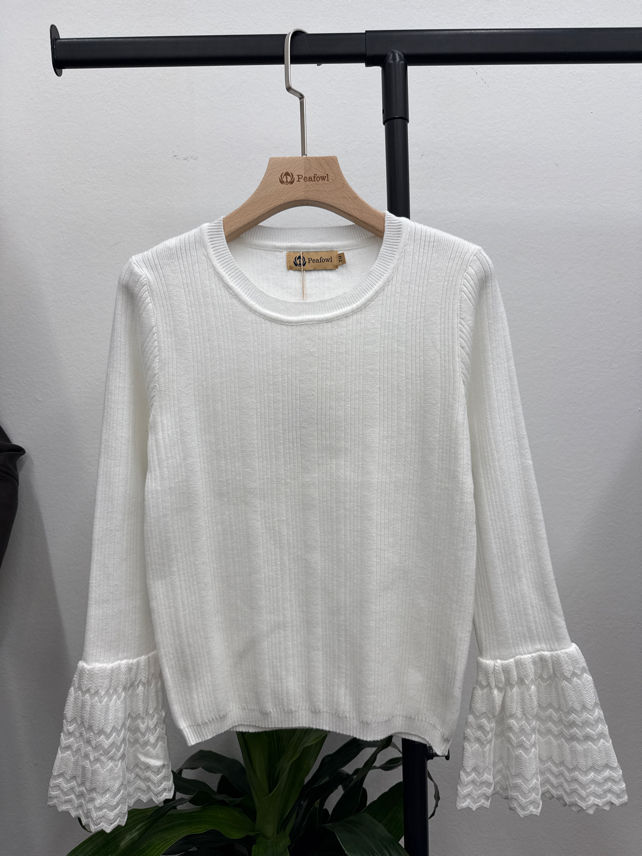 Ribbed Sweater with Lace