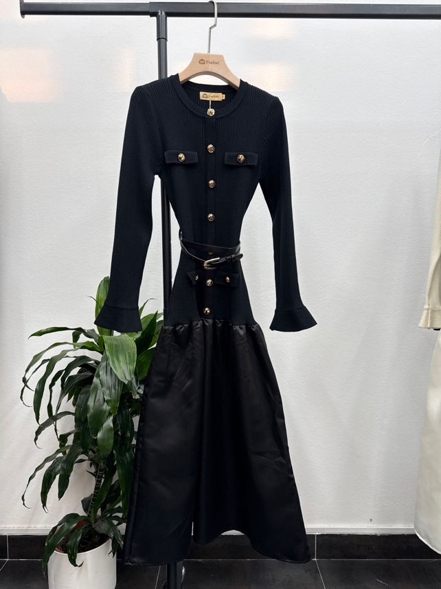 Fitted Midi Dress with Flounce