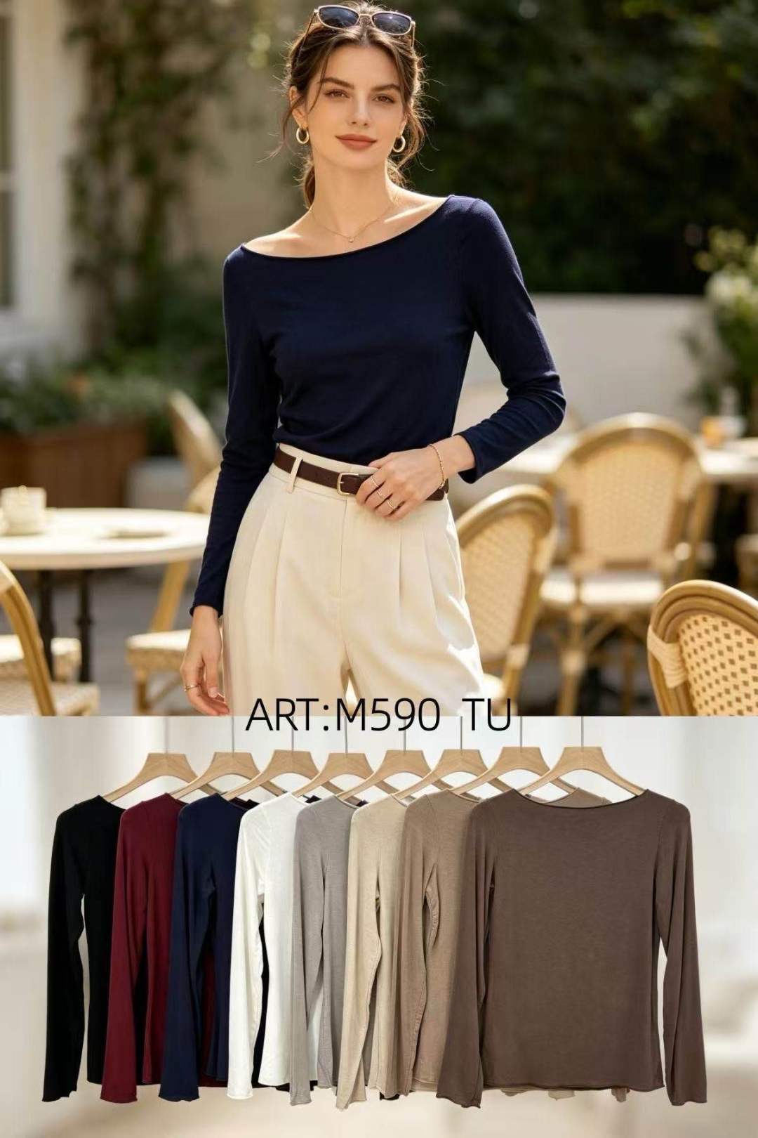 Fitted Boat-Neck Top