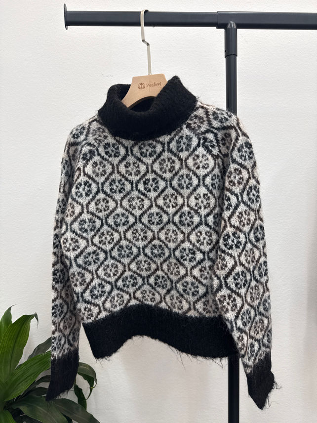 Geometric Turtleneck Sweater
