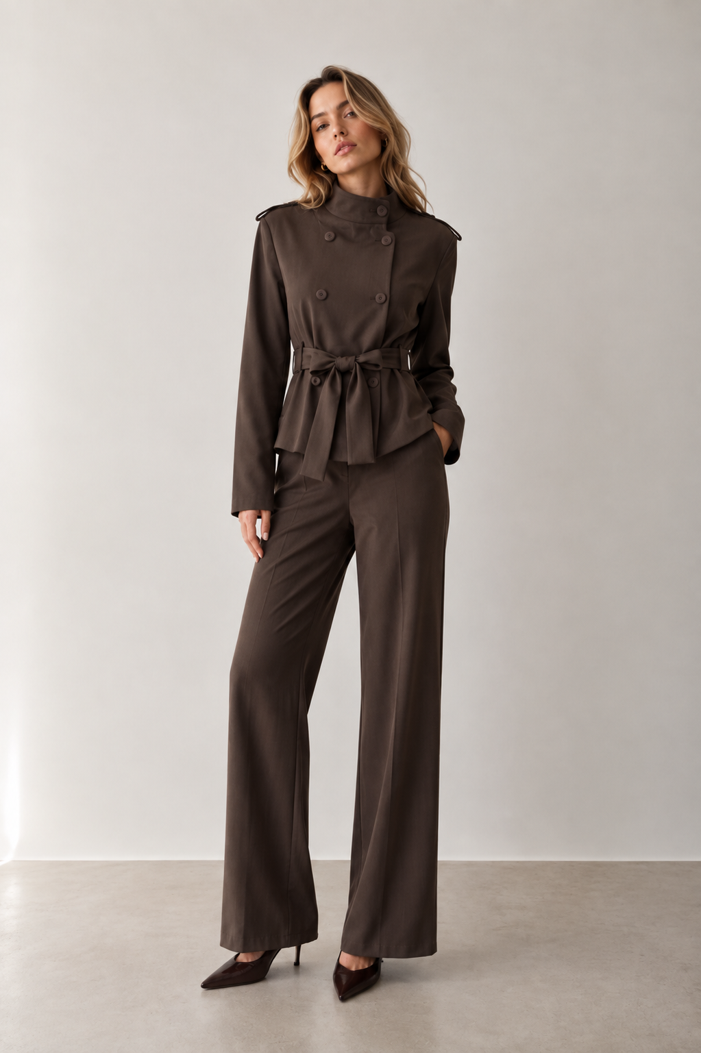 Tailored Jacket and Wide-Leg Trousers Set