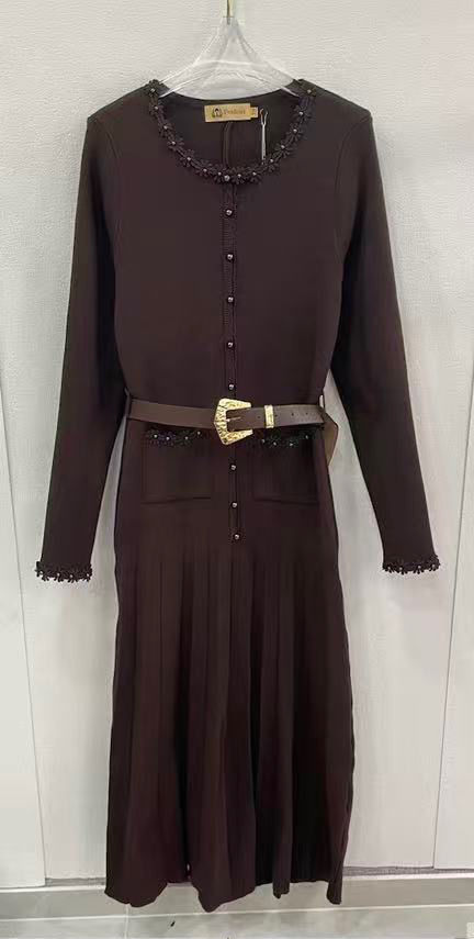 Midi Dress with Waist Belt