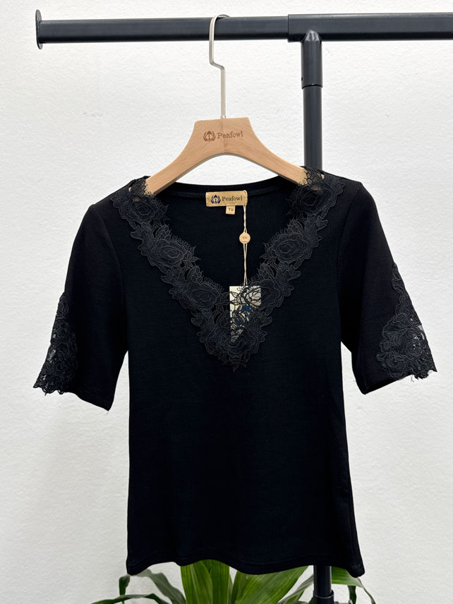 Fitted Lace-Trim Top