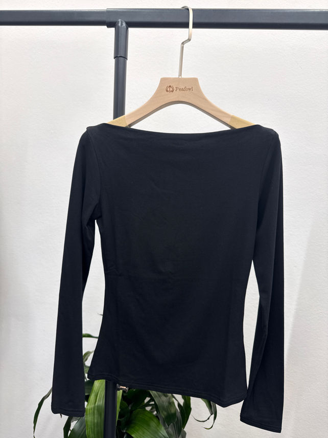 Fitted Boat‑Neck Top