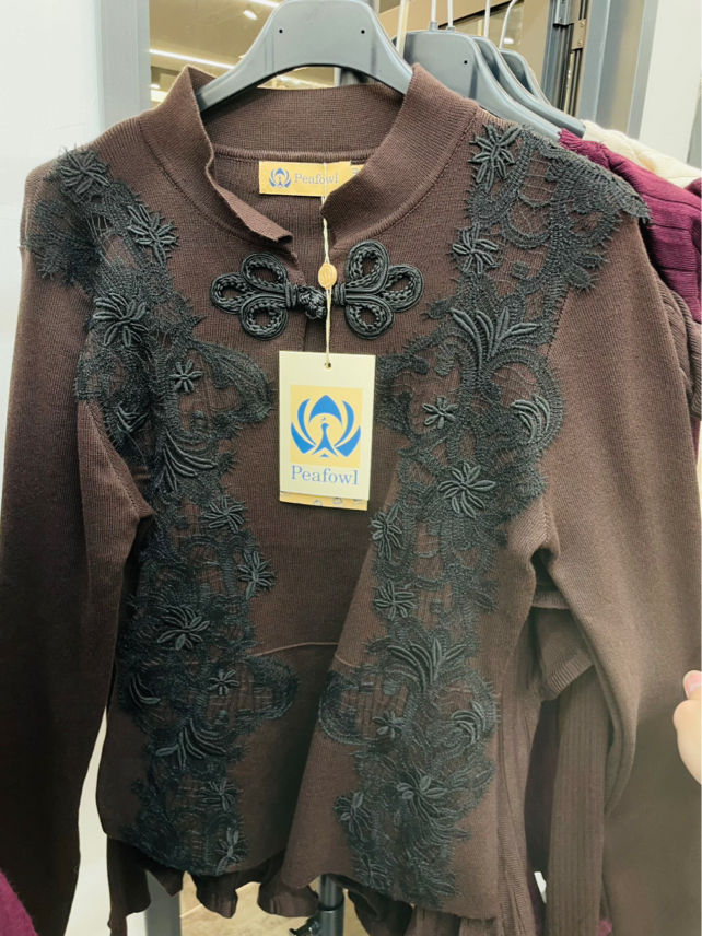 Mock-Neck Blouse with Embroidery