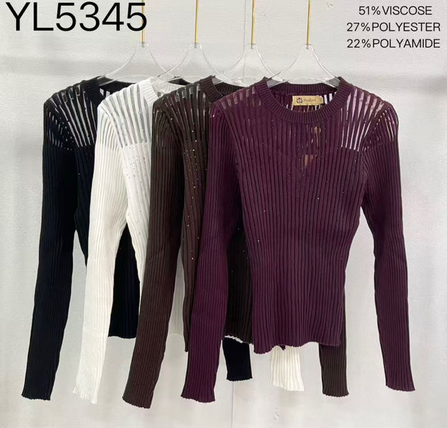 Fitted Ribbed Sweater with Studs
