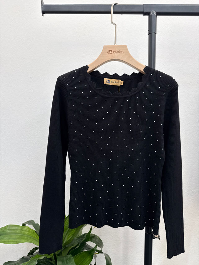 Fitted Stud-Embellished Top