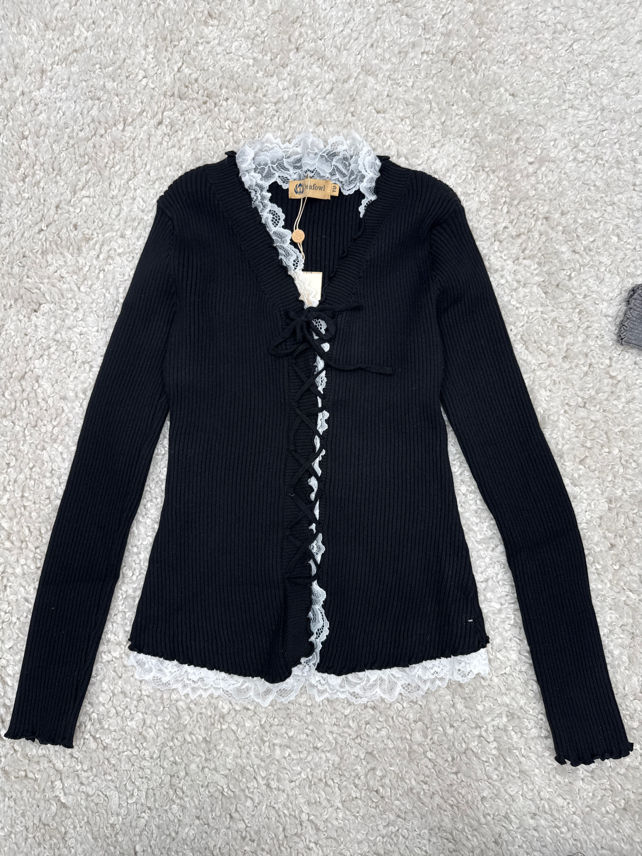 Fitted Tie‑Front Cardigan