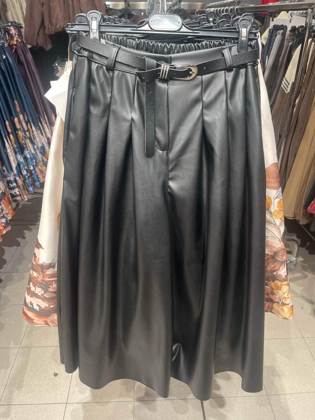 Pleated Flared Midi Skirt