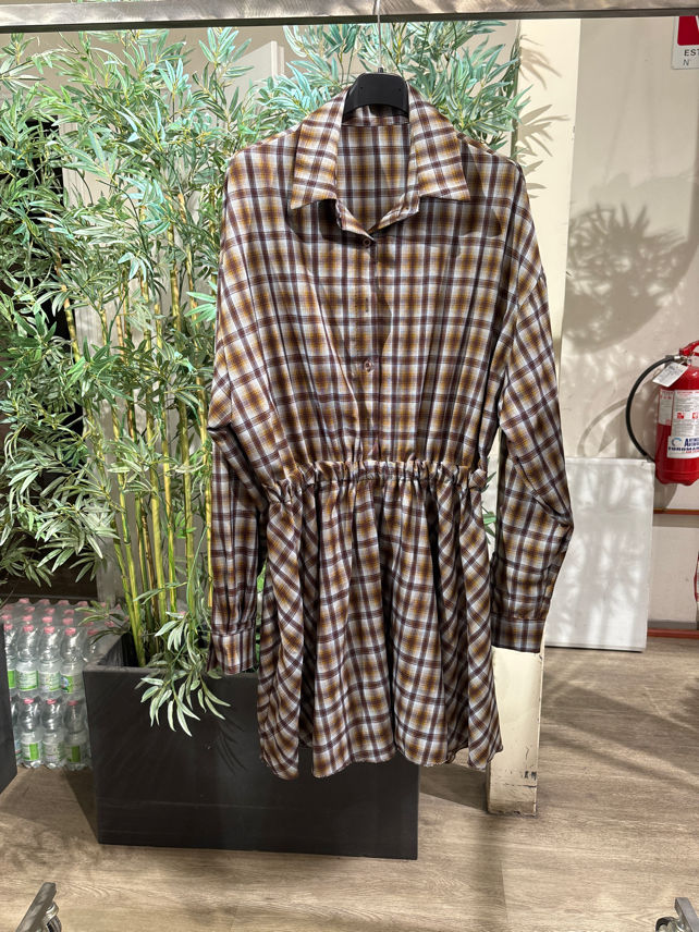 Mini Shirt Dress with Waist Drawstring