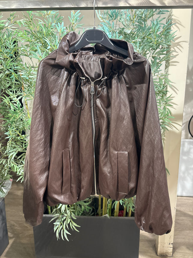 Leather Hooded Jacket