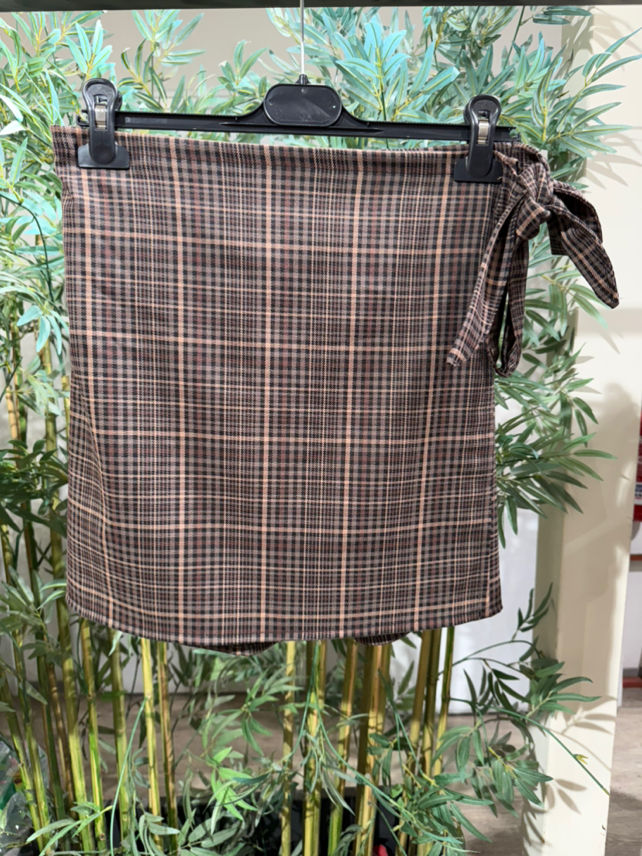 Tie-Waist Wrap Mini Skirt