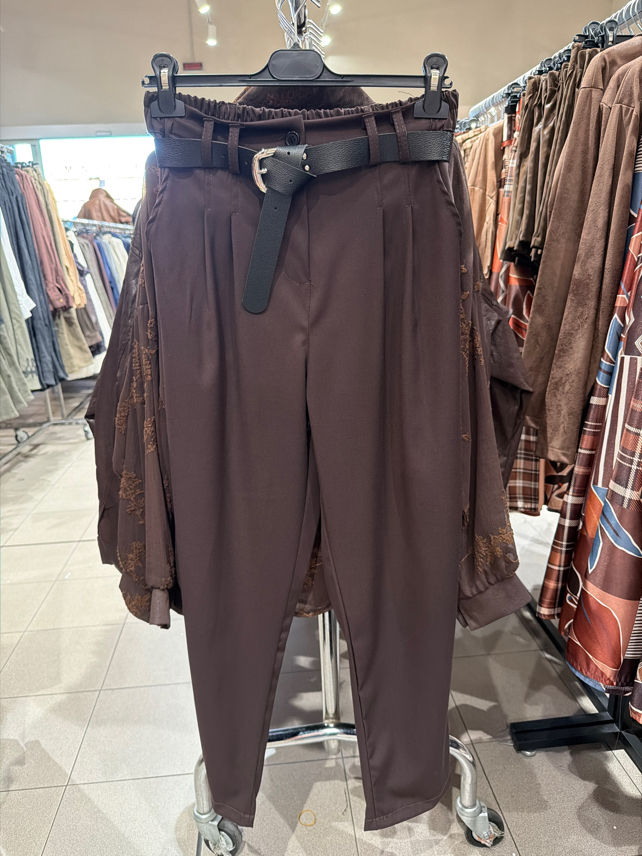 Paperbag High-Waist Cigarette Trousers
