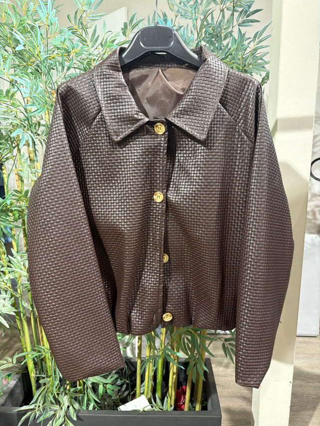 Cropped Jacket with Elastic Hem