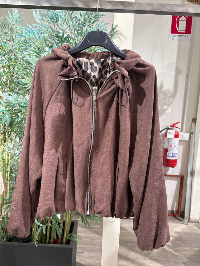 Hooded Velour Bomber Jacket