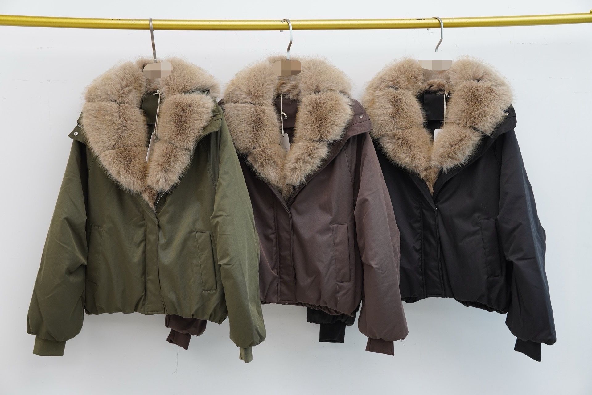 Short Hooded Jacket with Faux Fur Trim