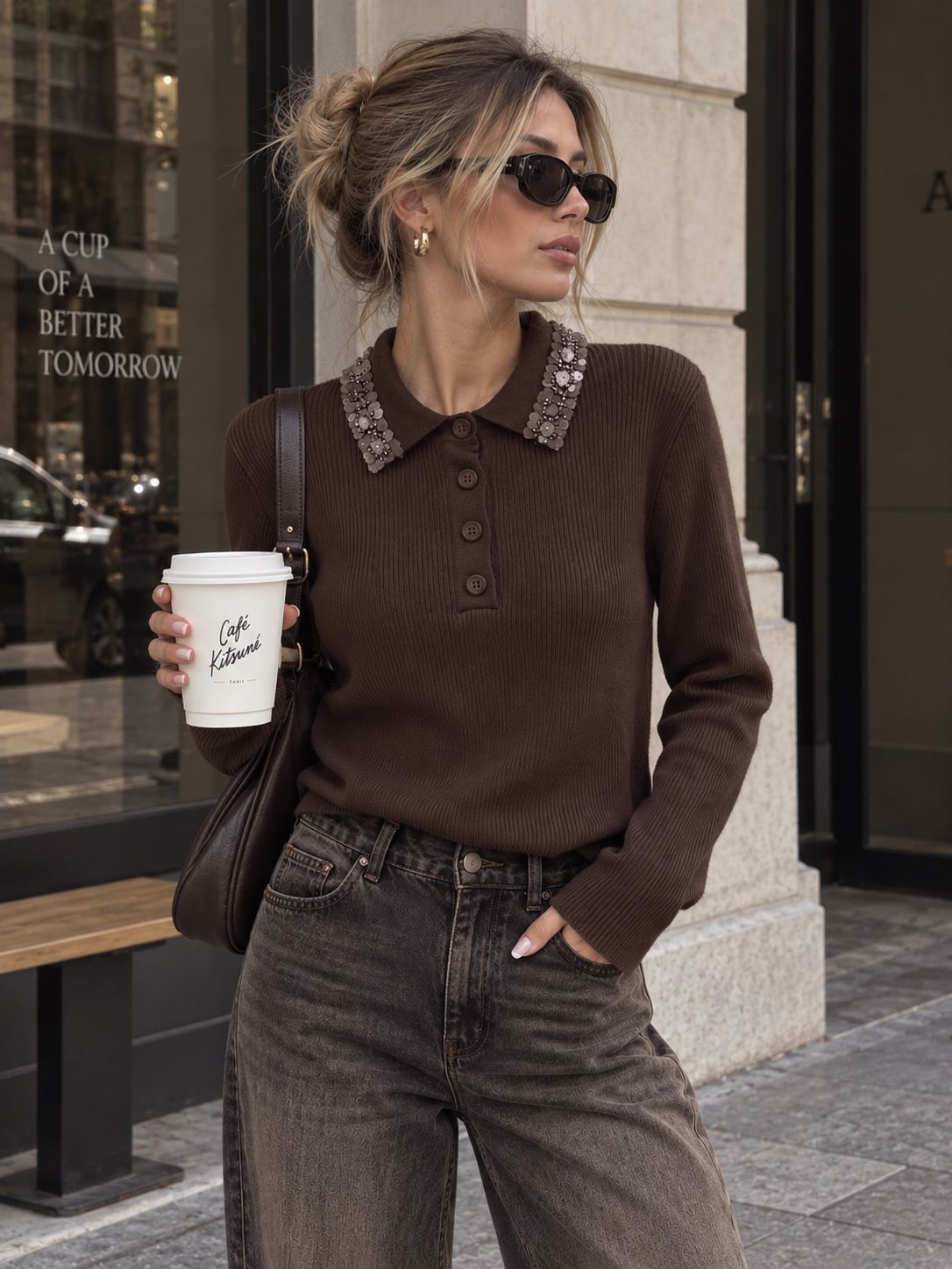 Polo Sweater with Embroidery