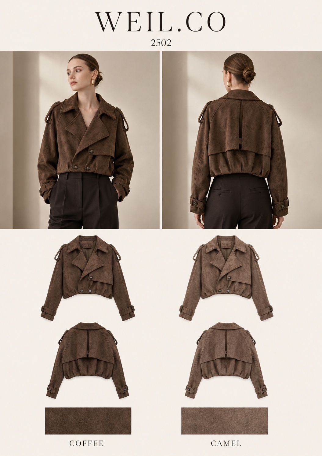 Cropped Bomber with Collar