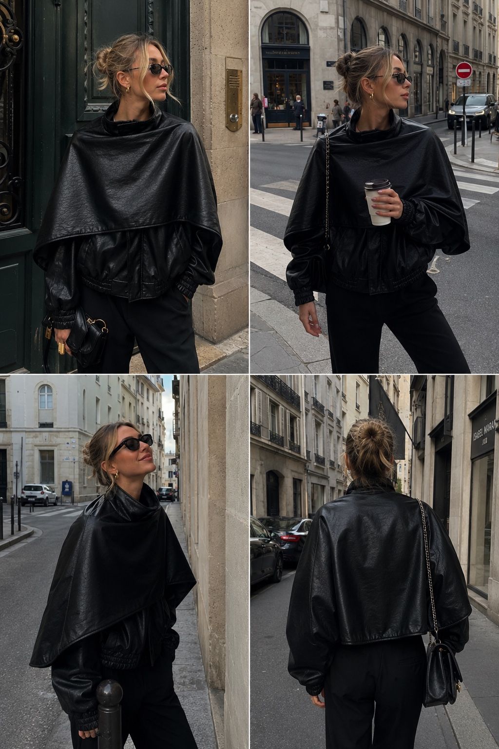 Oversized Bomber Jacket with Stand Collar