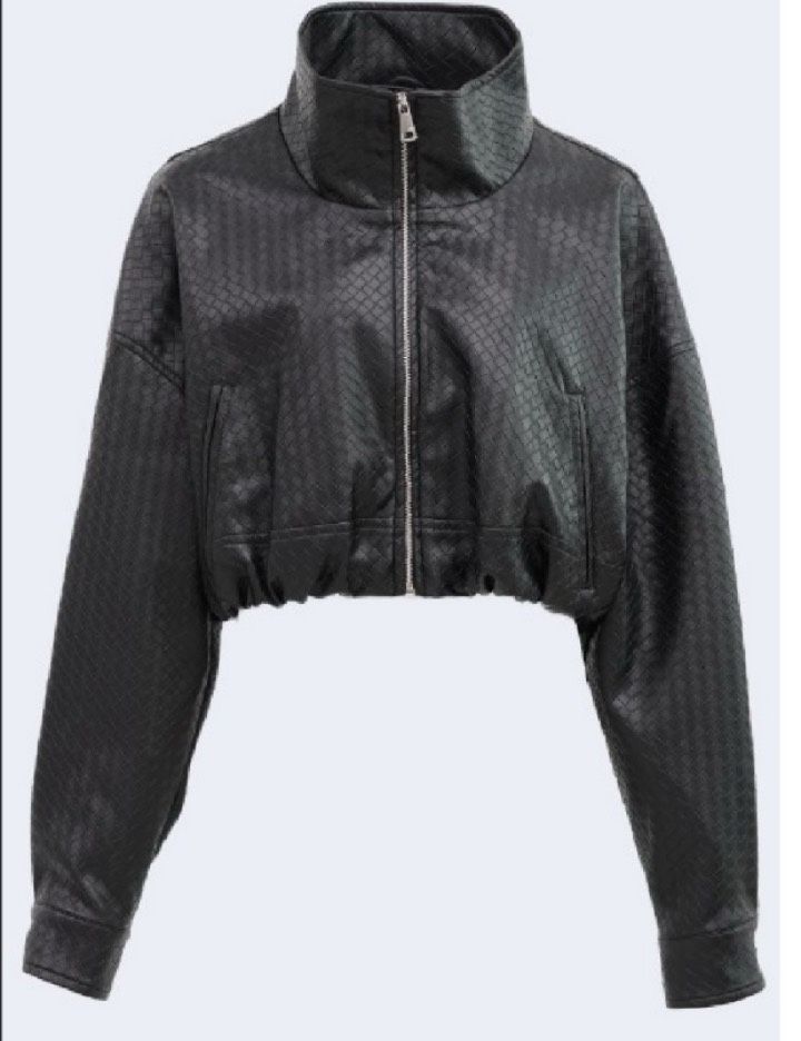 Cropped Jacket with Stand Collar