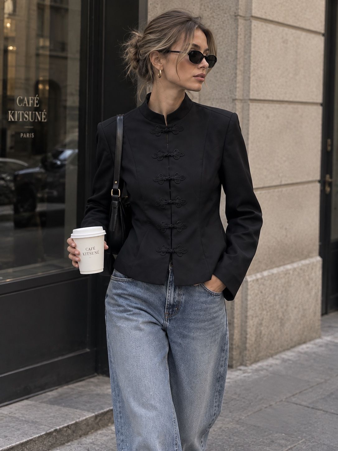 Fitted Jacket with Stand Collar