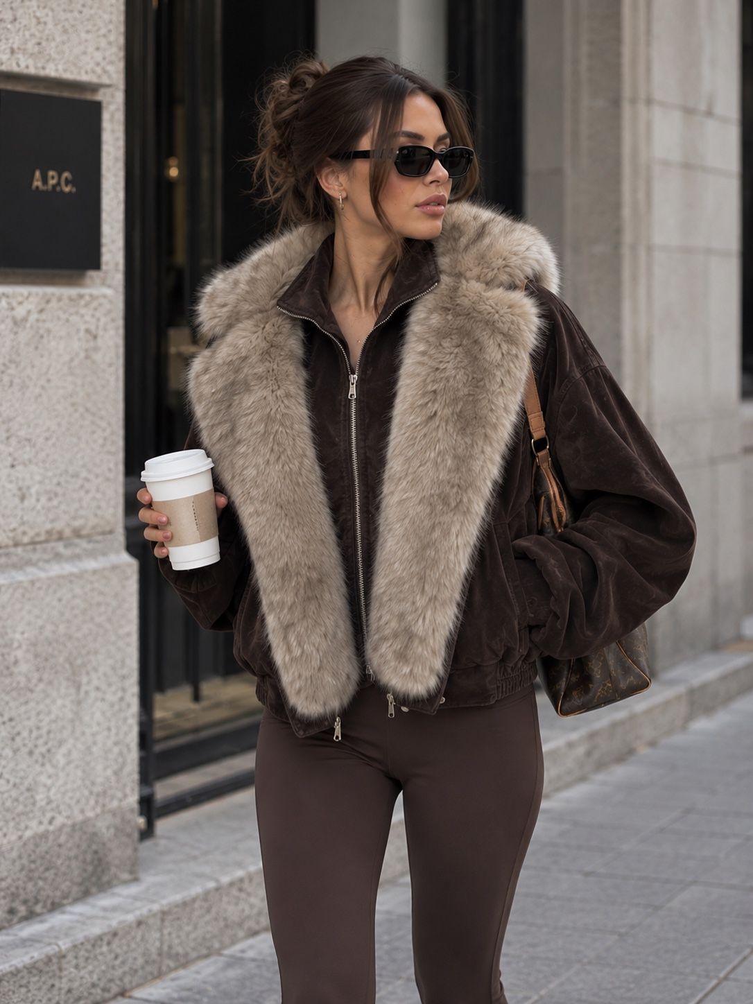 Oversized Bomber Jacket with Statement Collar
