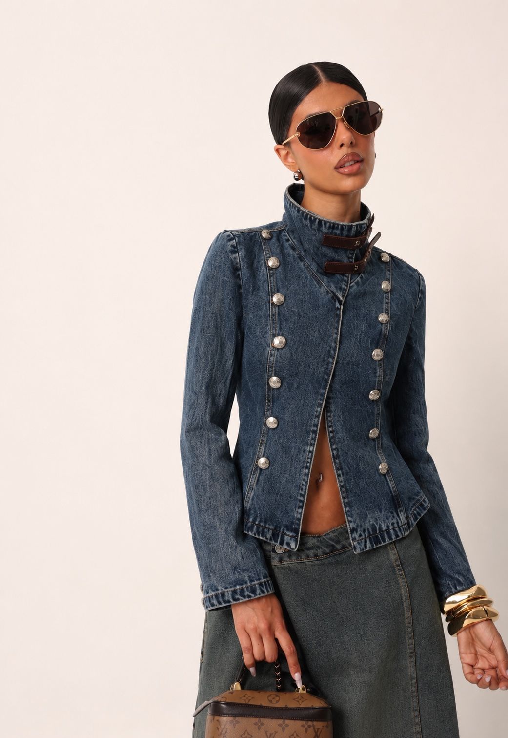 Fitted Jacket with Standing Collar