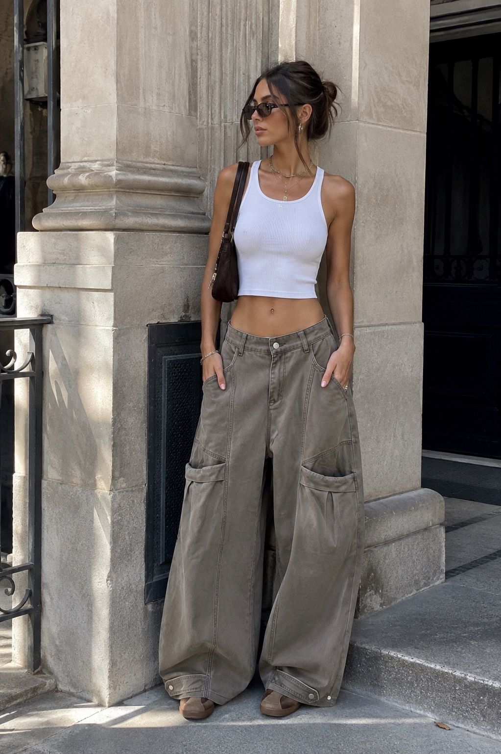 Wide‑Leg Cargo Trousers