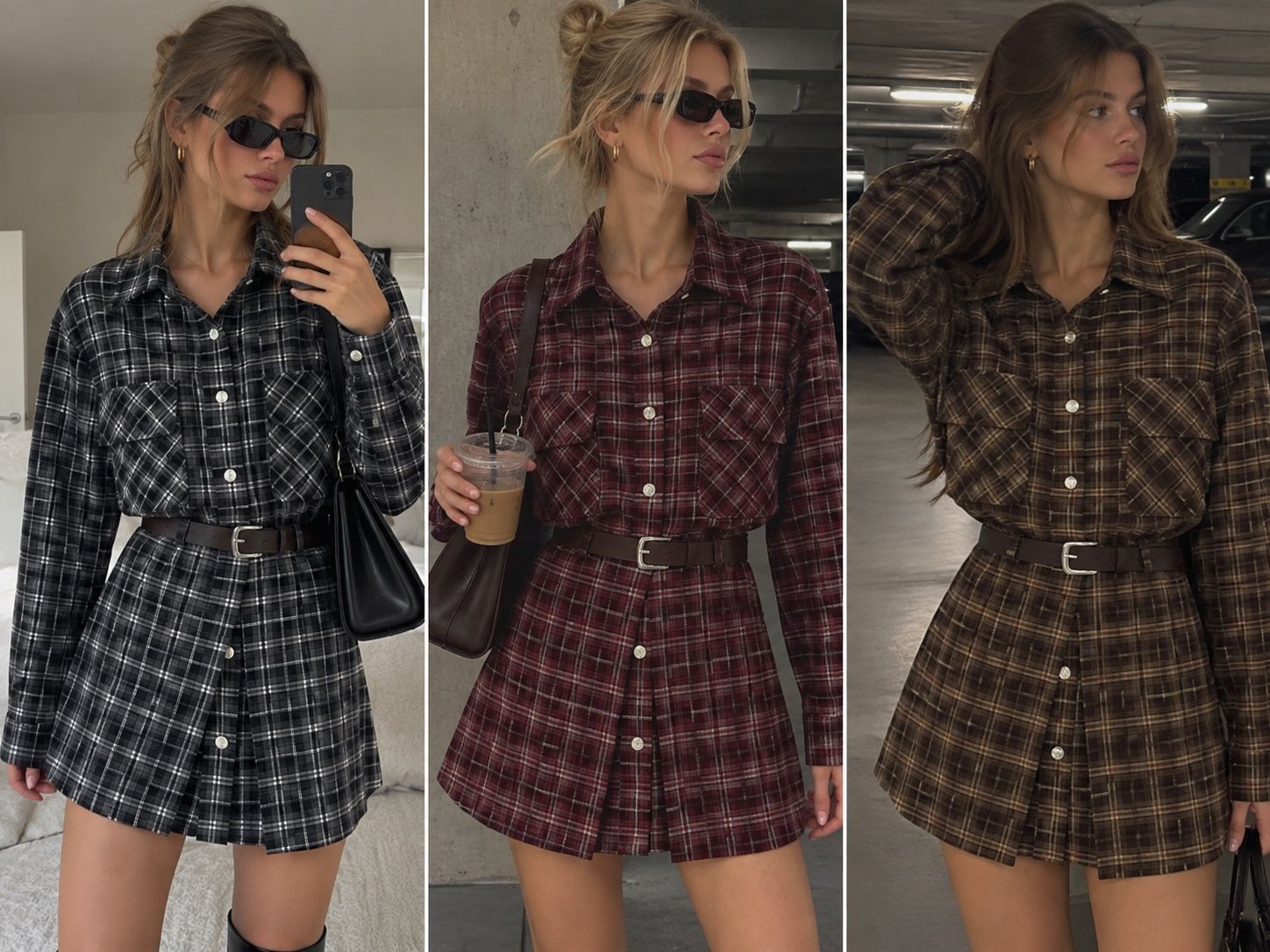 Checked Shirt Mini Dress