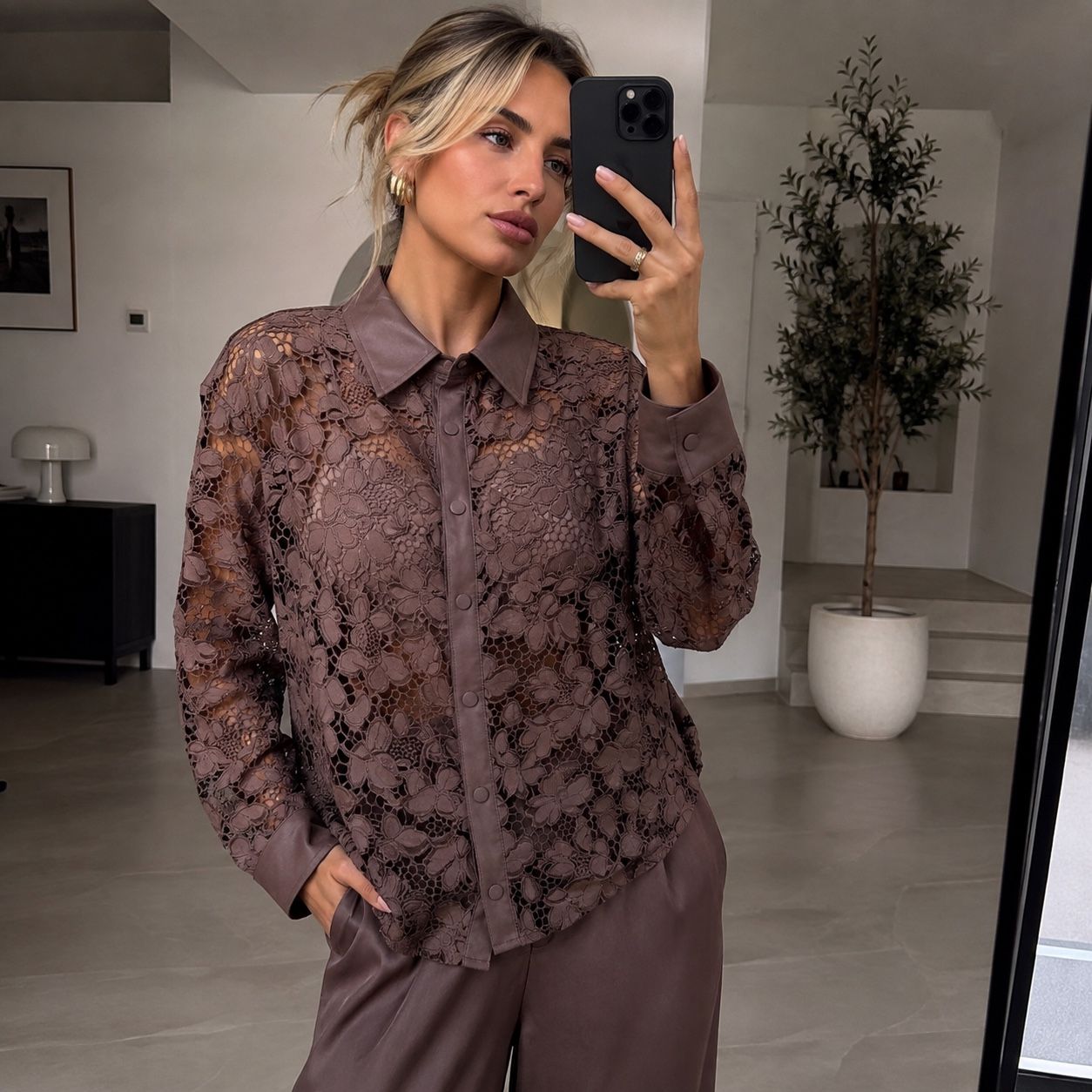 Floral Openwork Shirt