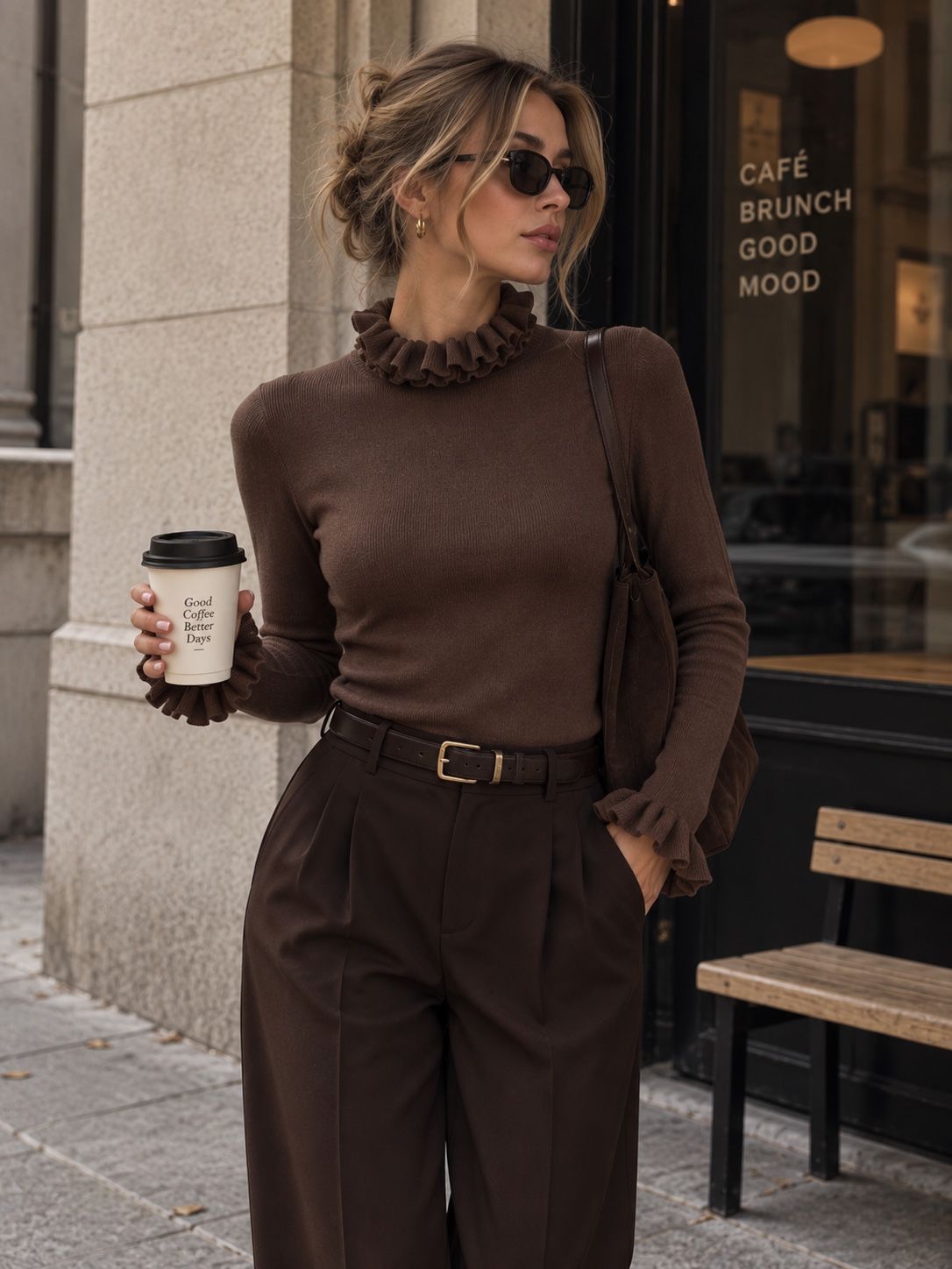 Fitted Sweater with Ruffle