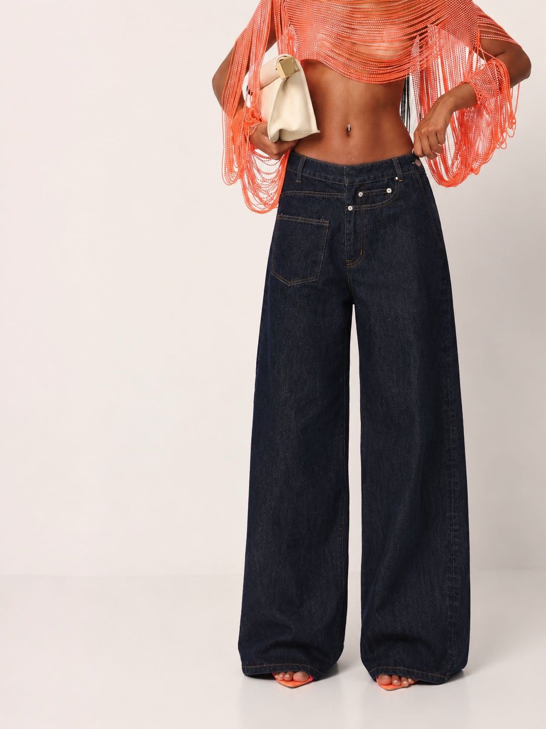 Wide-Leg Denim Trousers