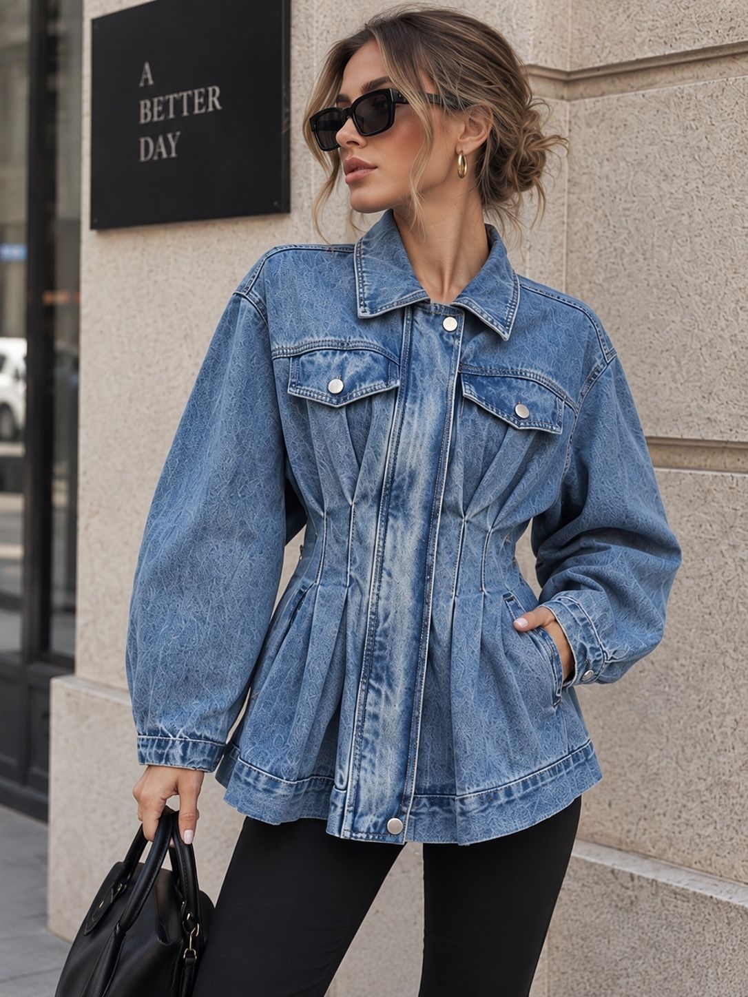 Fitted Peplum Denim Jacket