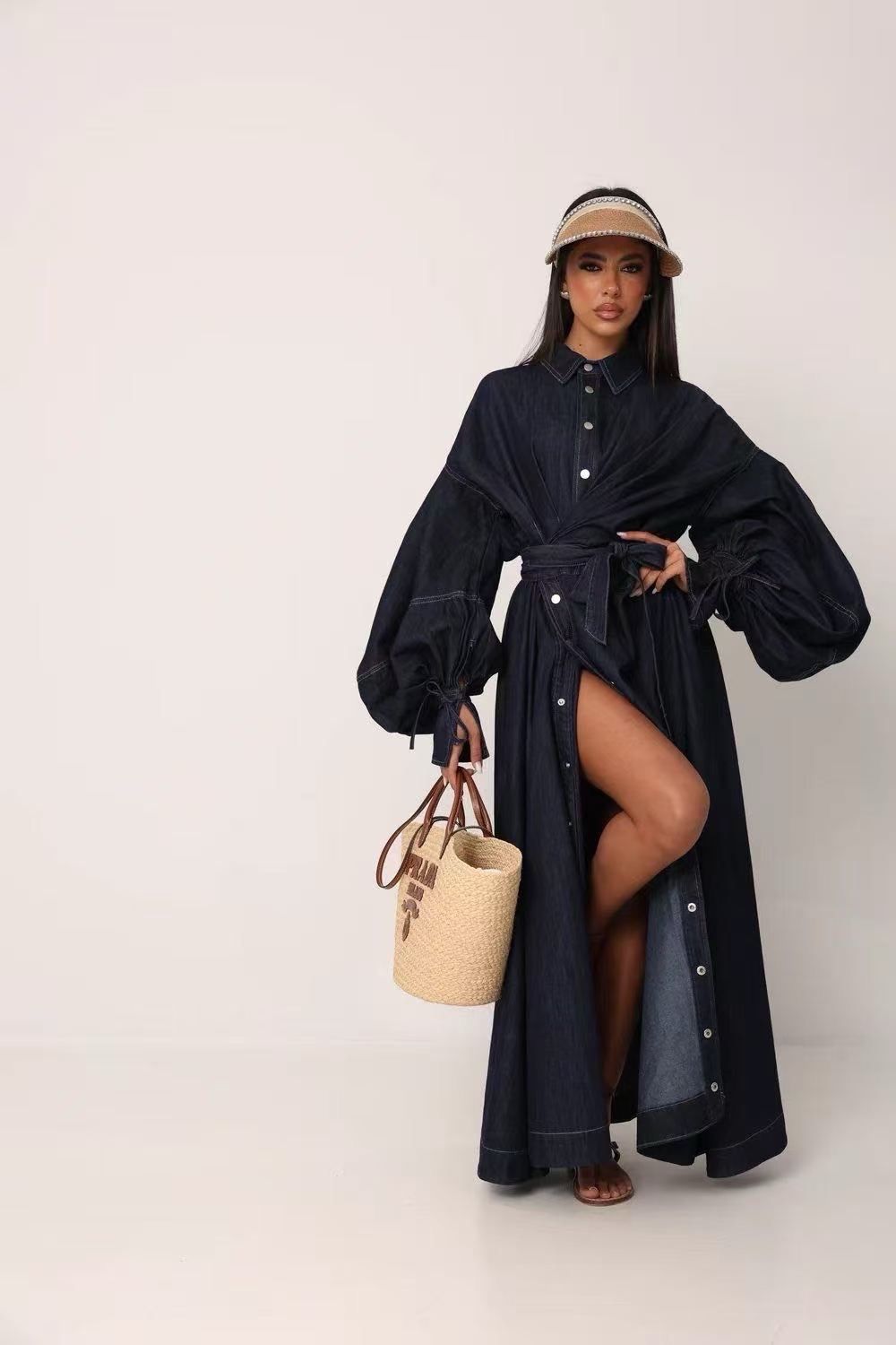 Maxi Shirt Dress with Waist Belt