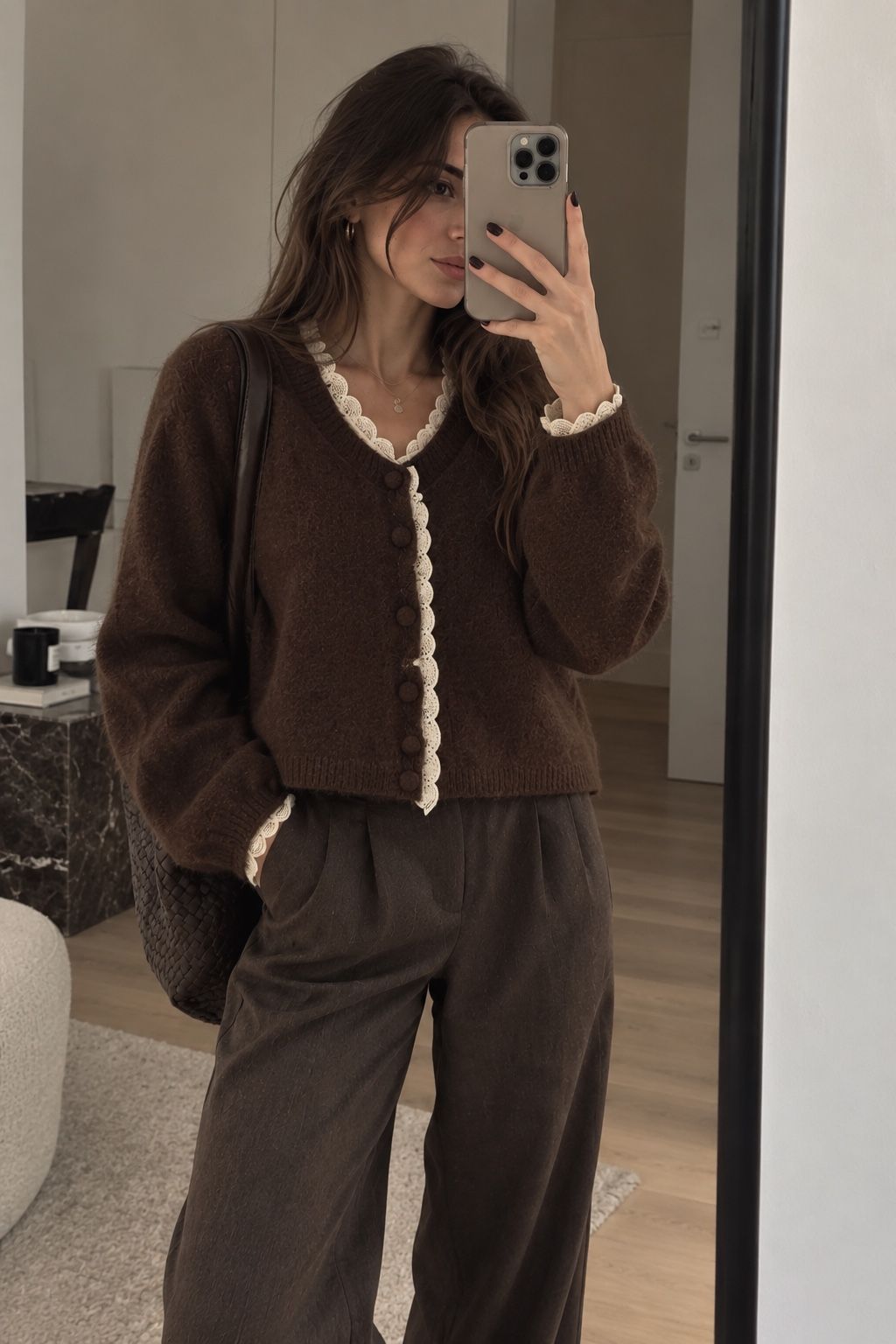 Lace-Trim Cardigan