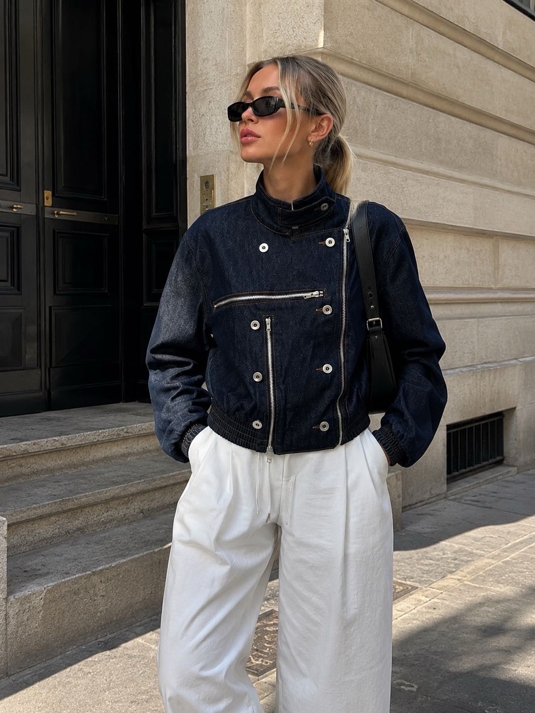 Bomber Jacket with Stand-Up Collar