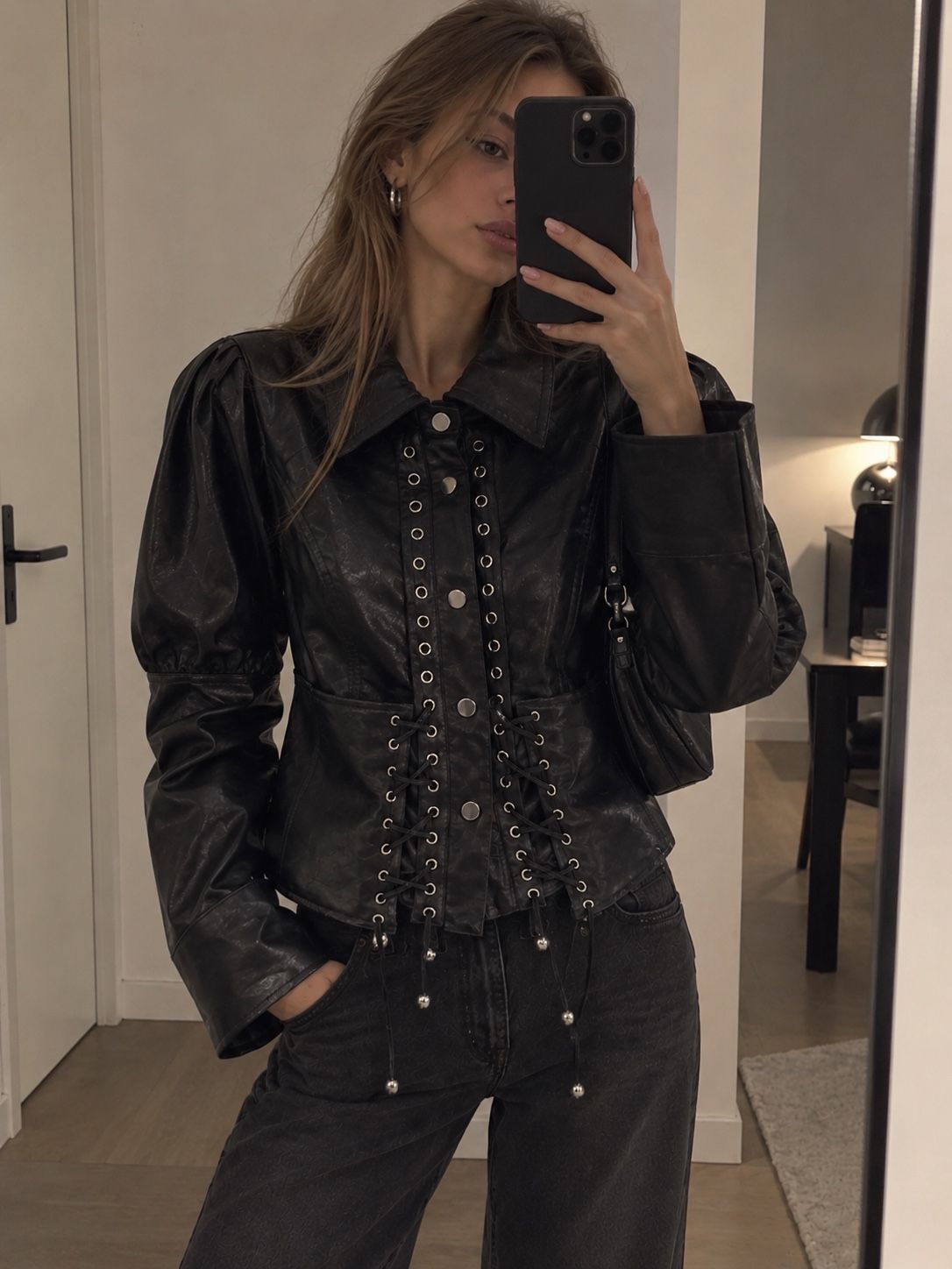 Fitted Jacket with Puff Shoulders