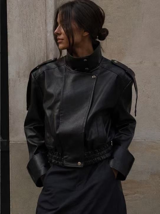Cropped Stand-Collar Jacket