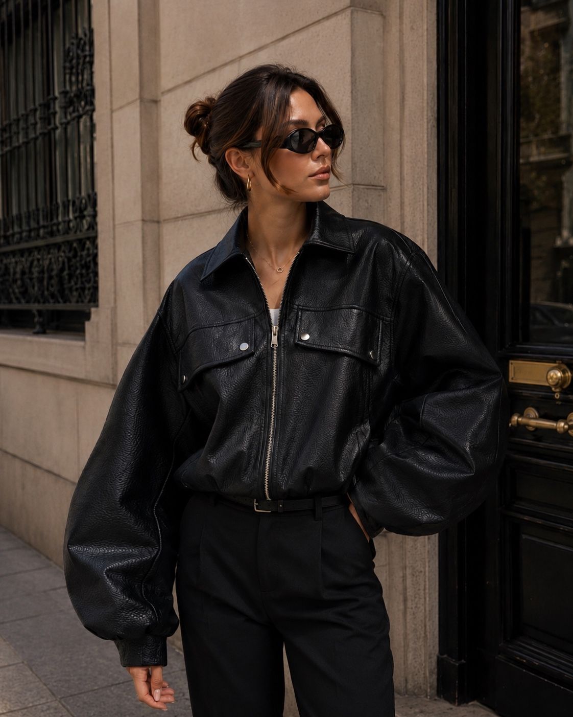 Oversized Faux Leather Jacket
